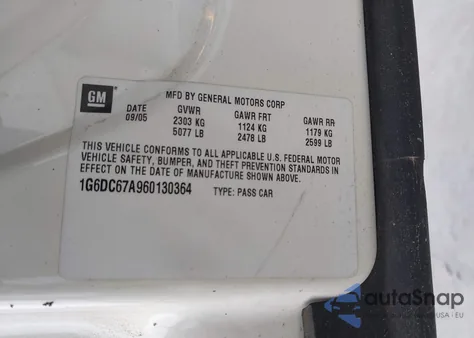 2006 Cadillac Sts z USA, uszkodzony, nr VIN 1G6DC67A960130364